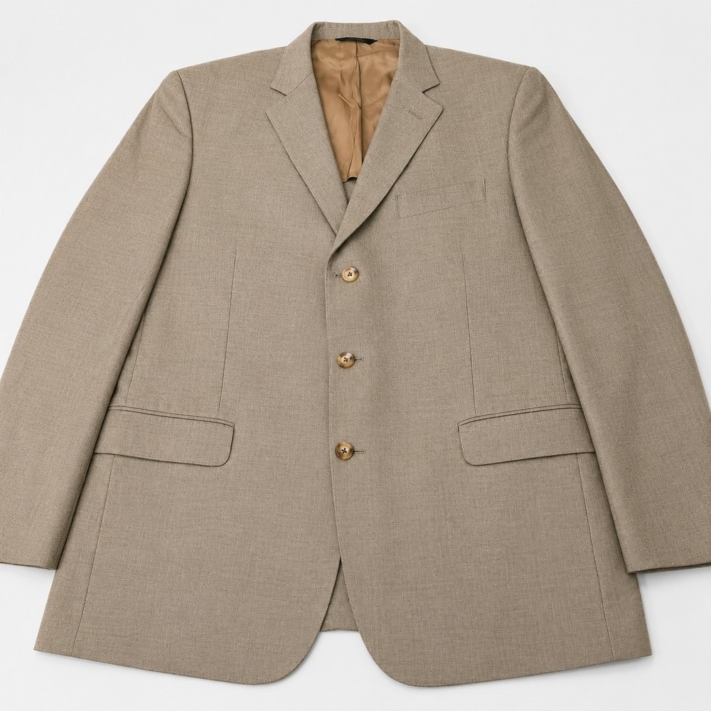 Brooks Brothers Regent Beige Tan wool silk linen blazer jacket 46R VTG USA